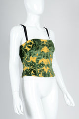 Recess Vintage Dolce & Gabbana Velvet Brocade Bustier Bra Top On Mannequin, angled