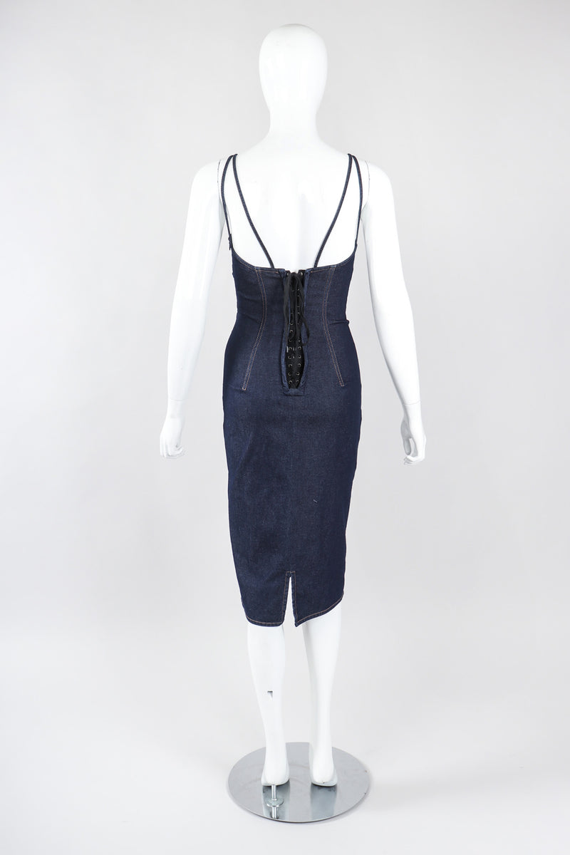 Recess Los Angeles Vintage Dolce & Gabbana 90s Stretch Denim Corset Slip Dress