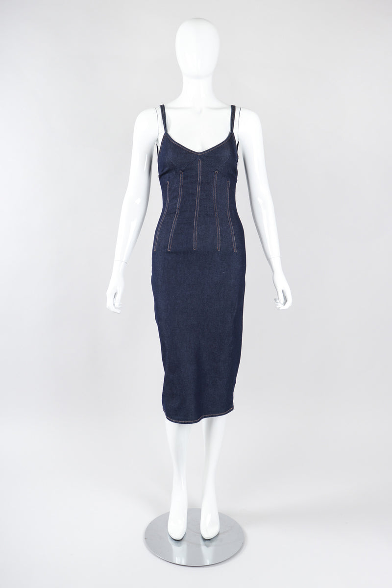 Vintage Dolce & Gabbana 90s Stretch Denim Corset Slip Dress Recess Vintage Dolce & Gabbana 90s Stretch Denim Corset Slip Dress Recess