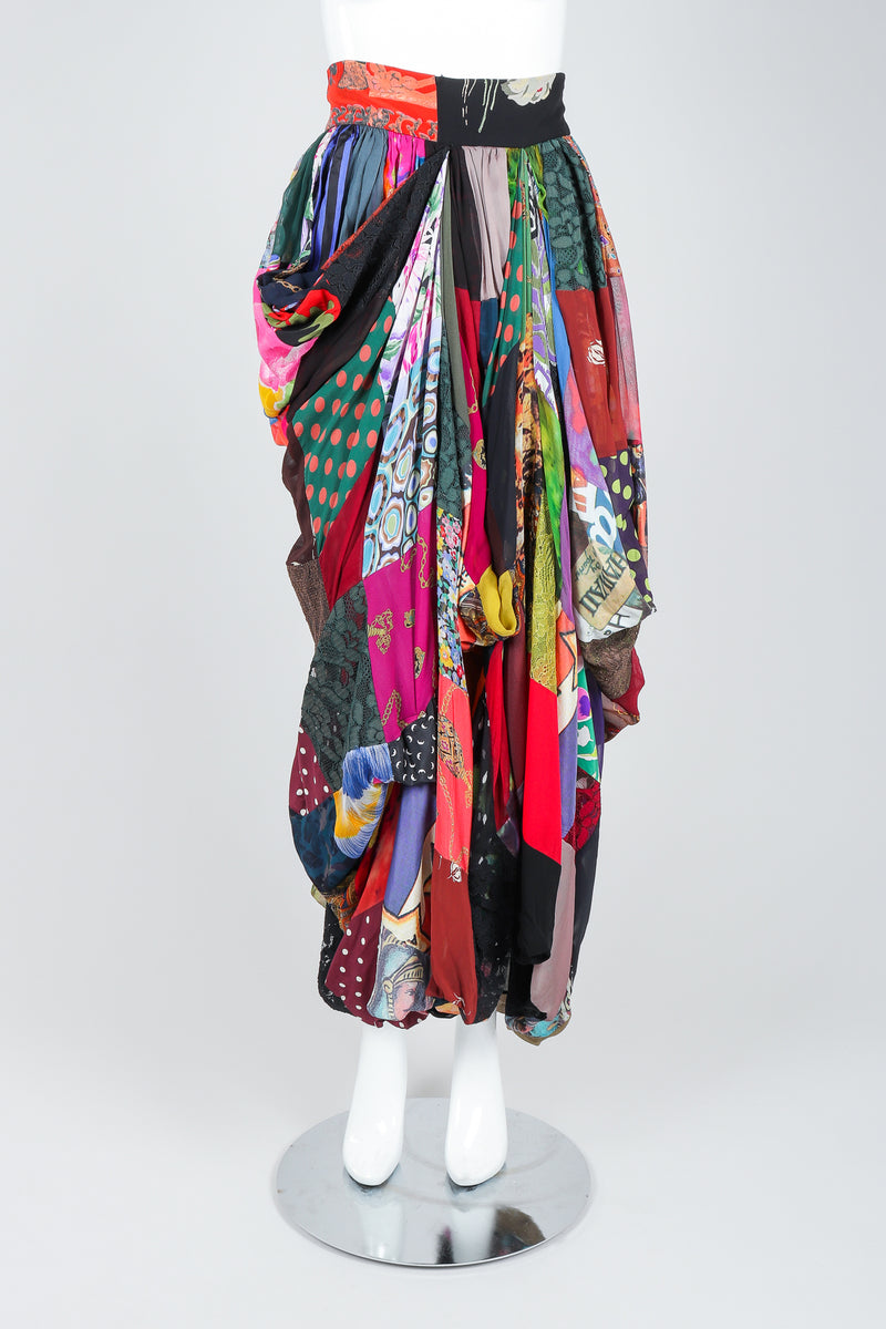 Recess Vintage Dolce & Gabbana Rainbow Silk Patchwork Skirt on Mannequin, front