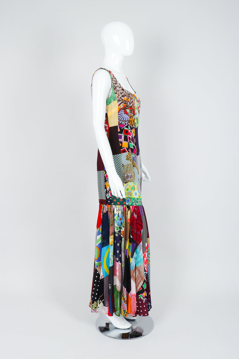 Vintage Dolce & Gabbana Spring/Summer 1993 Collection Patchwork Mermaid Gown on Mannequin, Side