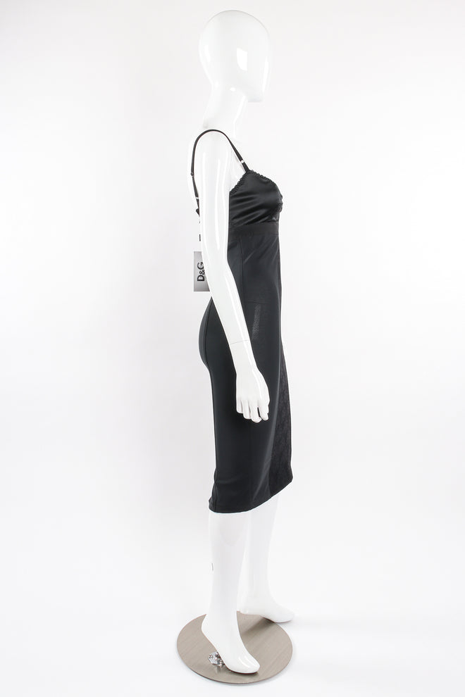 Vintage Dolce & Gabbana Bustier Lace Midi Slip Dress on mannequin side at Recess Los Angeles