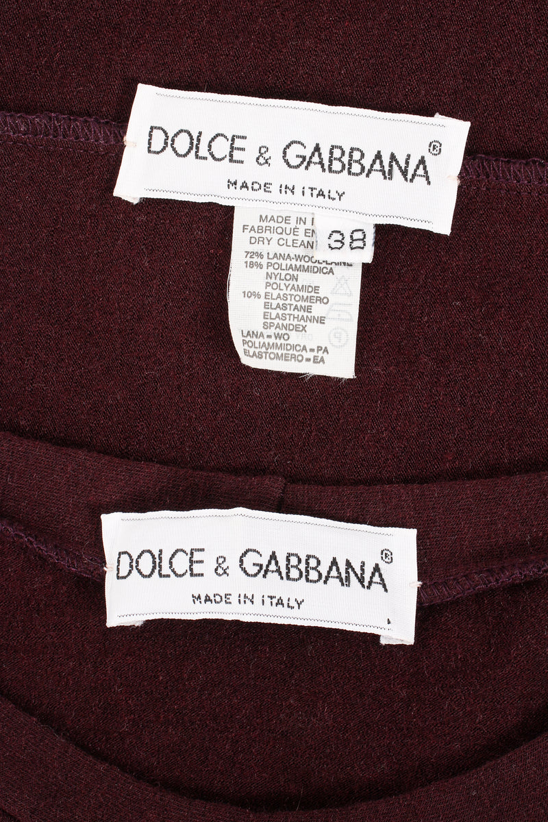 Vintage Dolce & Gabbana Knit Bodycon Dress & Top Set on Mannequin labels at Recess LA