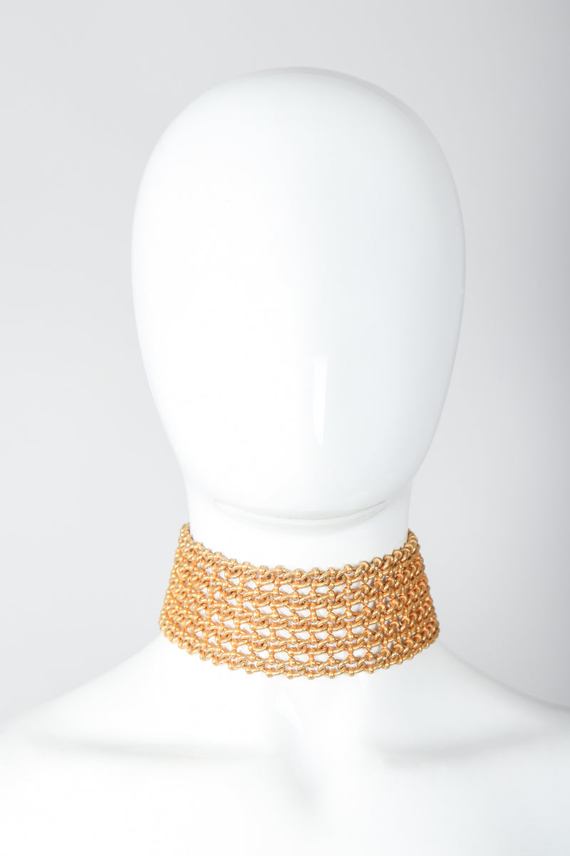 Recess Vintage Dominique Aurientis Gold chain link choker necklace on mannequin