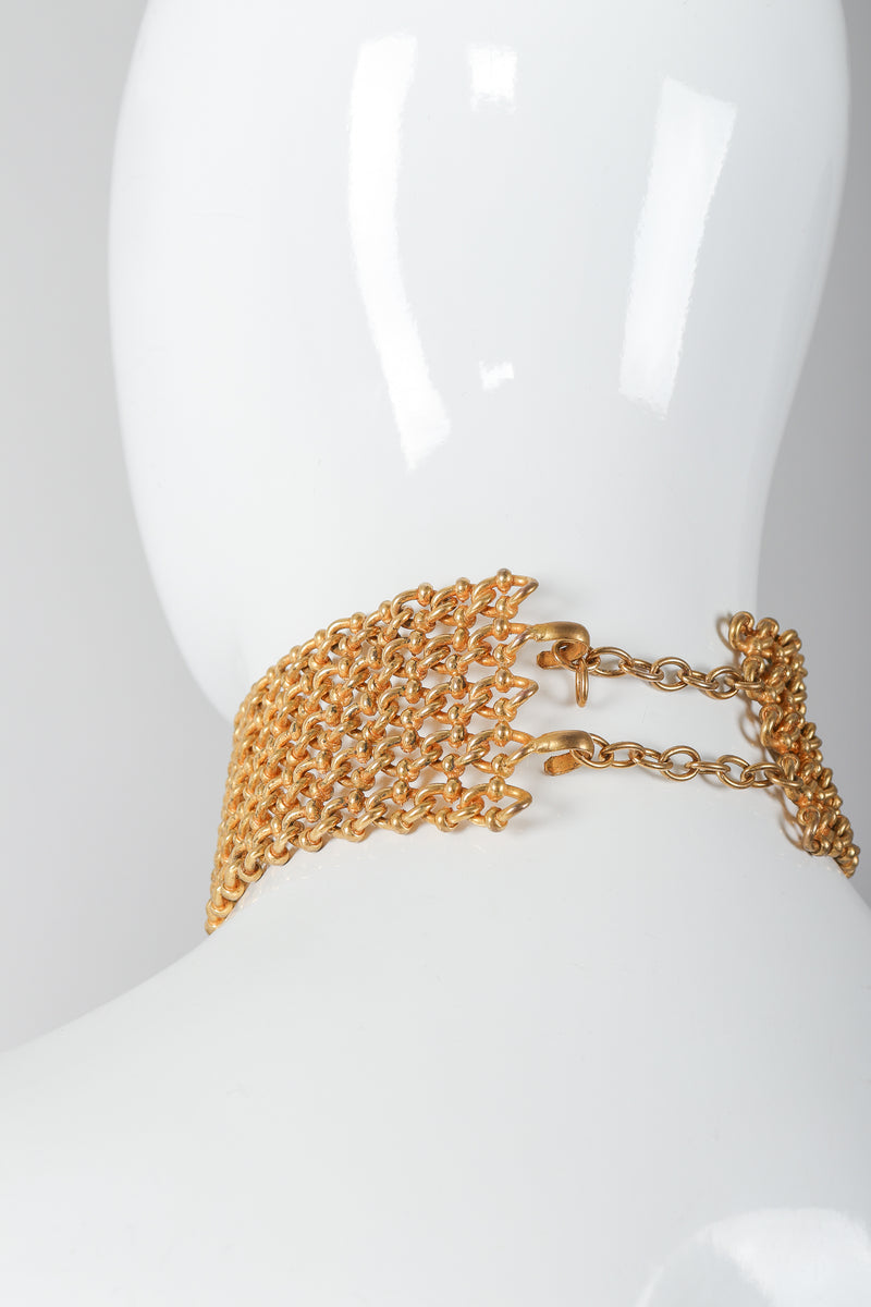 Recess Vintage Dominique Aurientis Gold chain link choker necklace on mannequin, back clasp
