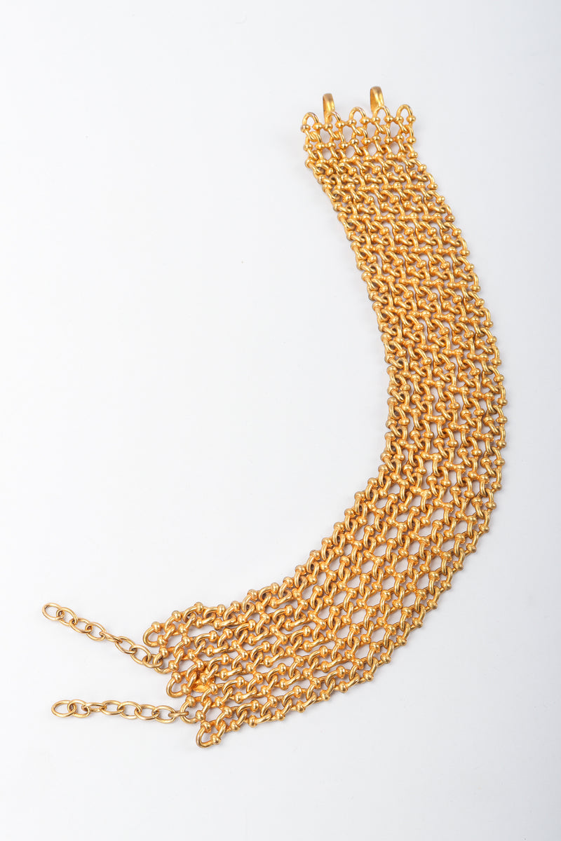 Recess Vintage Dominique Aurientis Gold chain link choker necklace on grey background