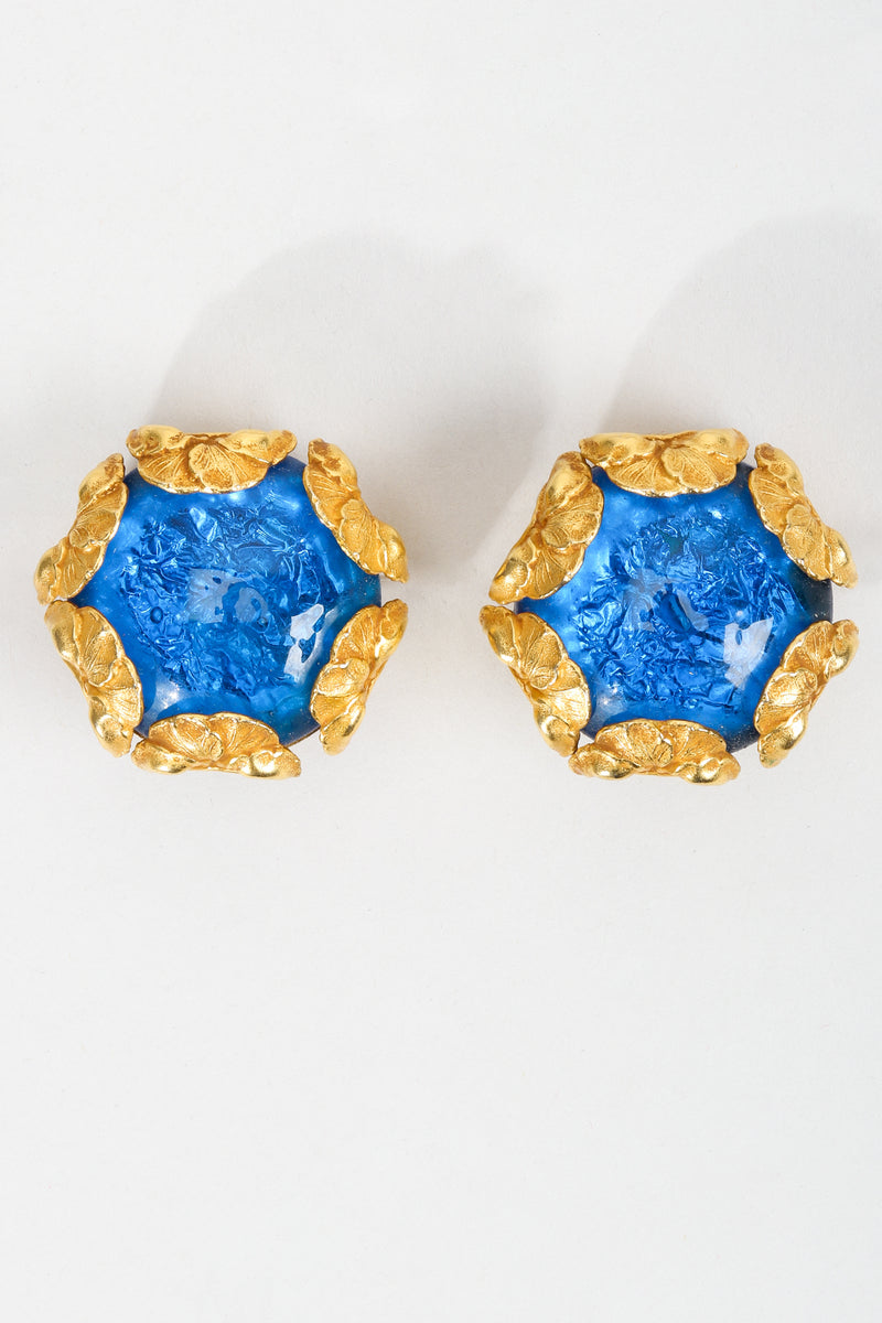 Vintage Dominique Aurientis Blue Crystal Ball Earrings at Recess LA
