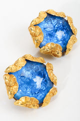 Vintage Dominique Aurientis Blue Crystal Ball Earrings at Recess LA