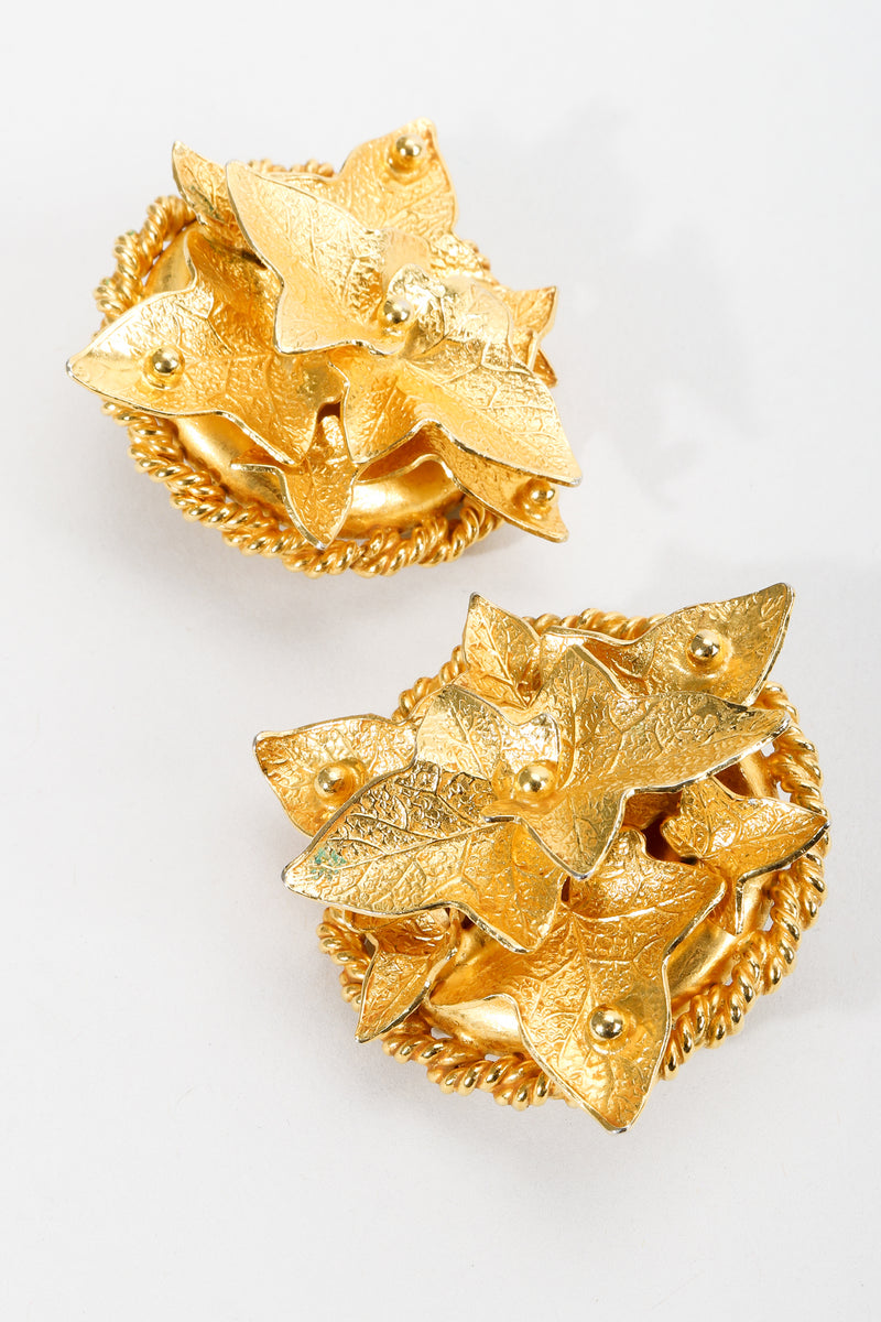 Vintage Dominique Aurientis Gilded Leaves Button Earrings at Recess Los Angeles