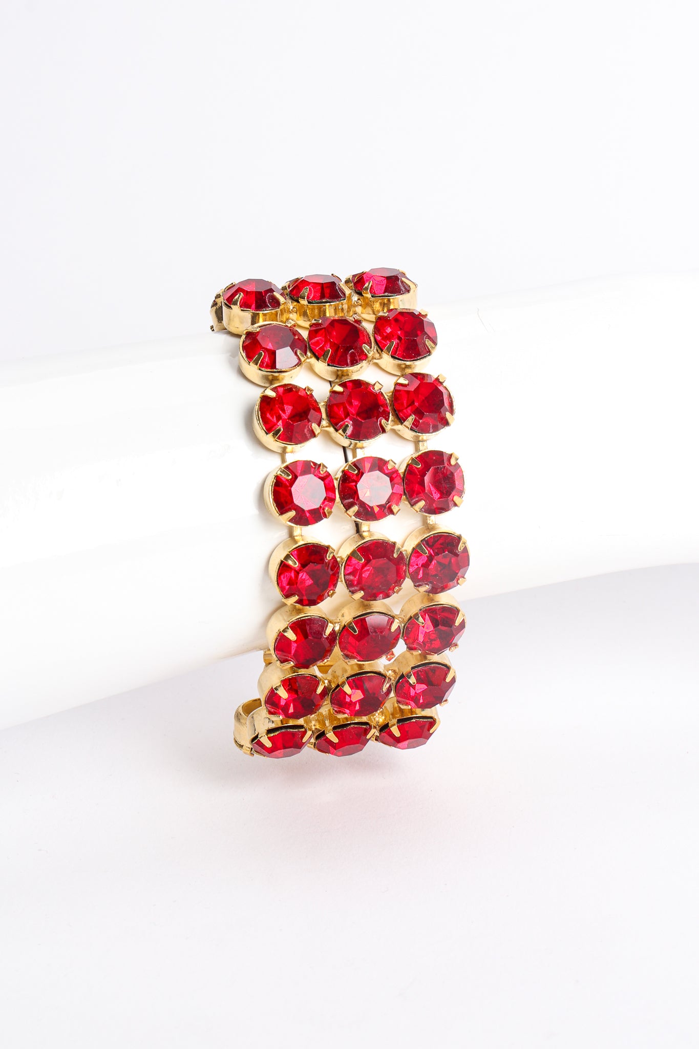 Vintage Dominique Chunky Ruby Rhinestone Bracelet on mannequin at Recess Los Angeles