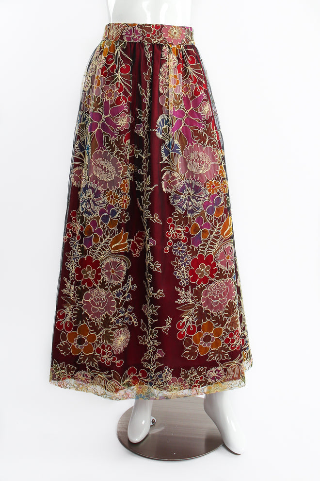 Vintage Donald Brooks Floral Mesh Lace Overlay Skirt on Mannequin front at Recess Los Angeles