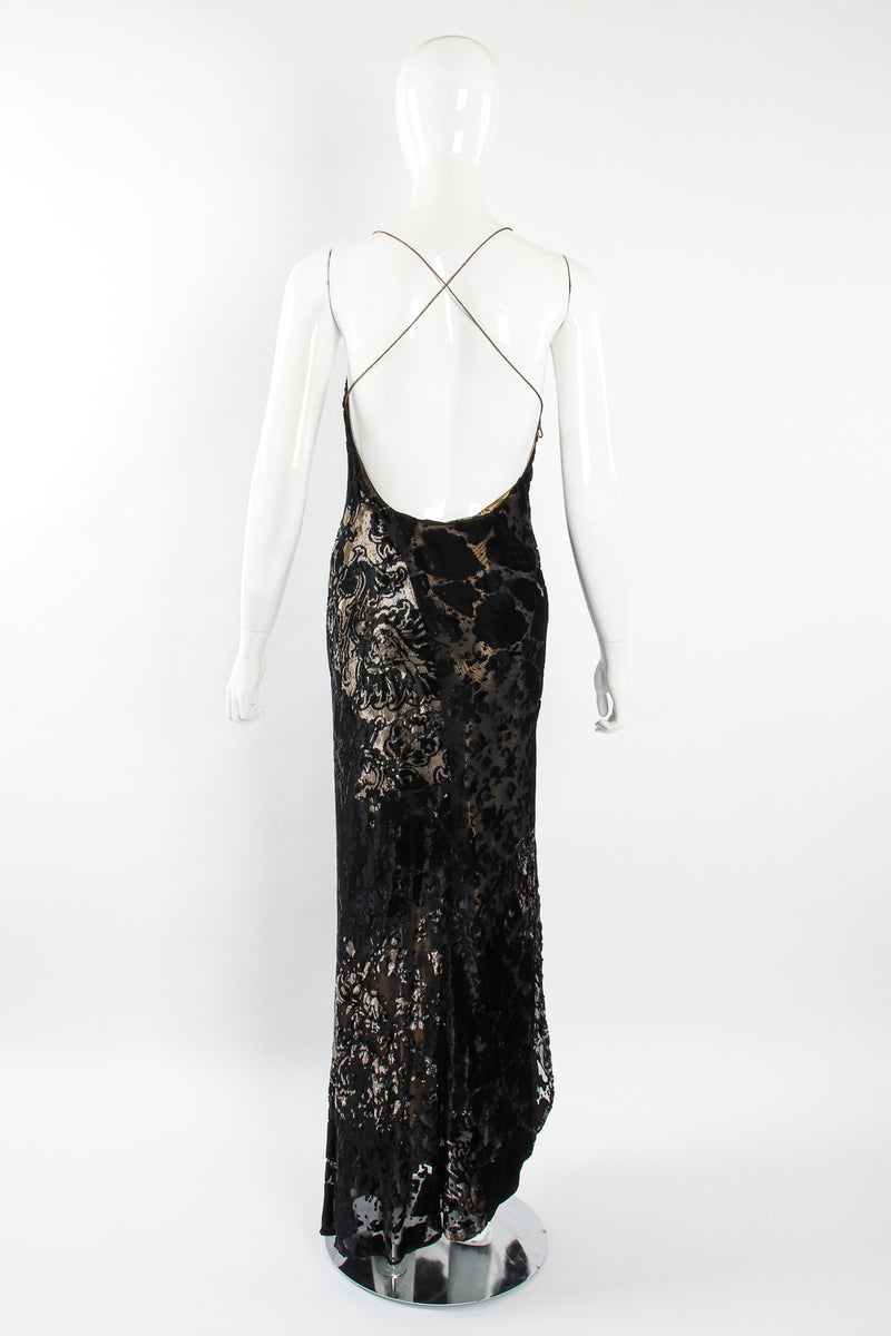Vintage Layered Velvet Burnout Slip Dress on Mannequin back at Recess Los Angeles