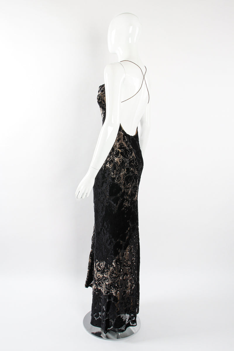 Vintage Layered Velvet Burnout Slip Dress on Mannequin back angle at Recess Los Angeles