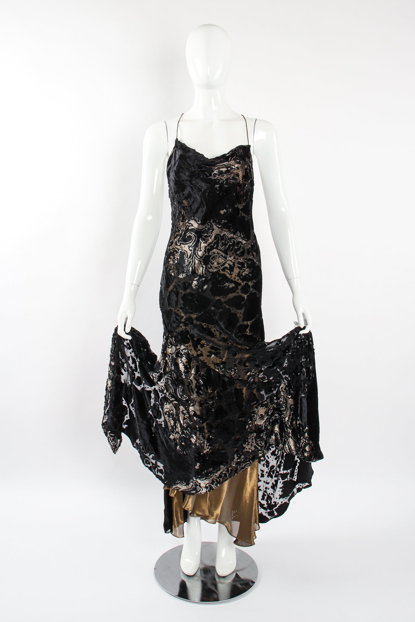 Vintage Layered Velvet Burnout Slip Dress on Mannequin front curtsey at Recess Los Angeles