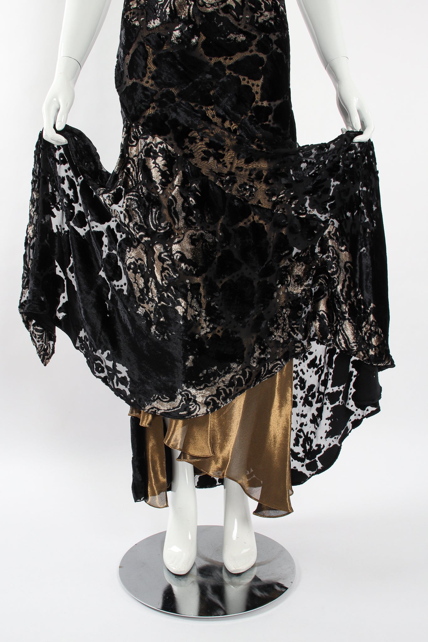 Vintage Layered Velvet Burnout Slip Dress on Mannequin skirt at Recess Los Angeles