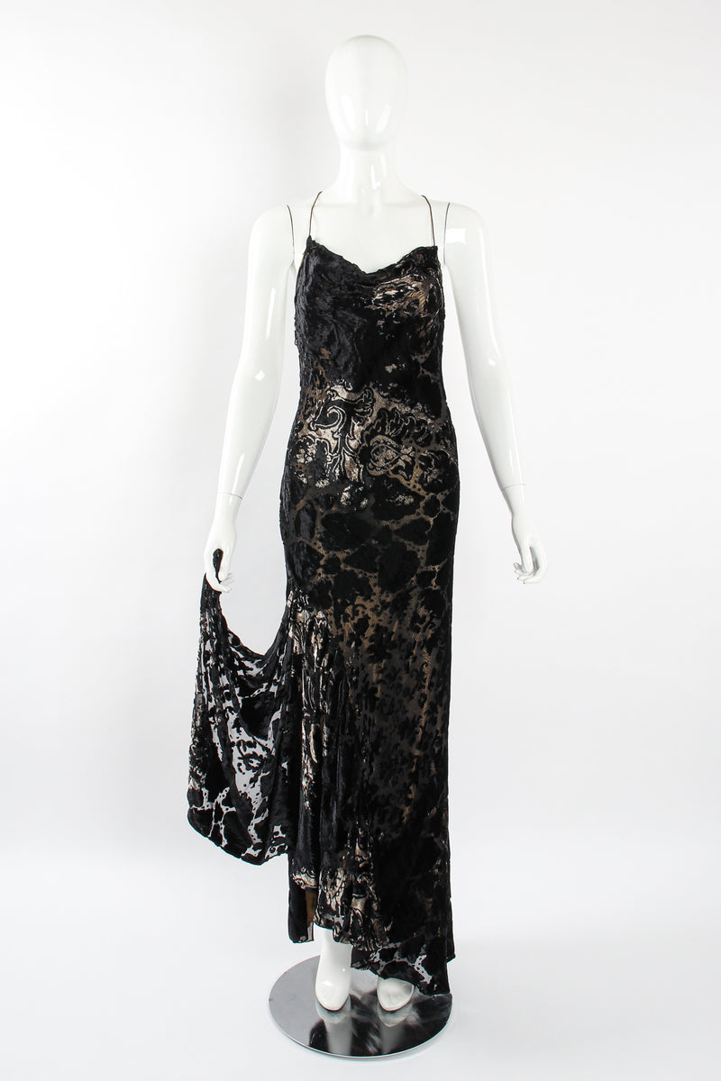 Vintage Layered Velvet Burnout Slip Dress on Mannequin front at Recess Los Angeles