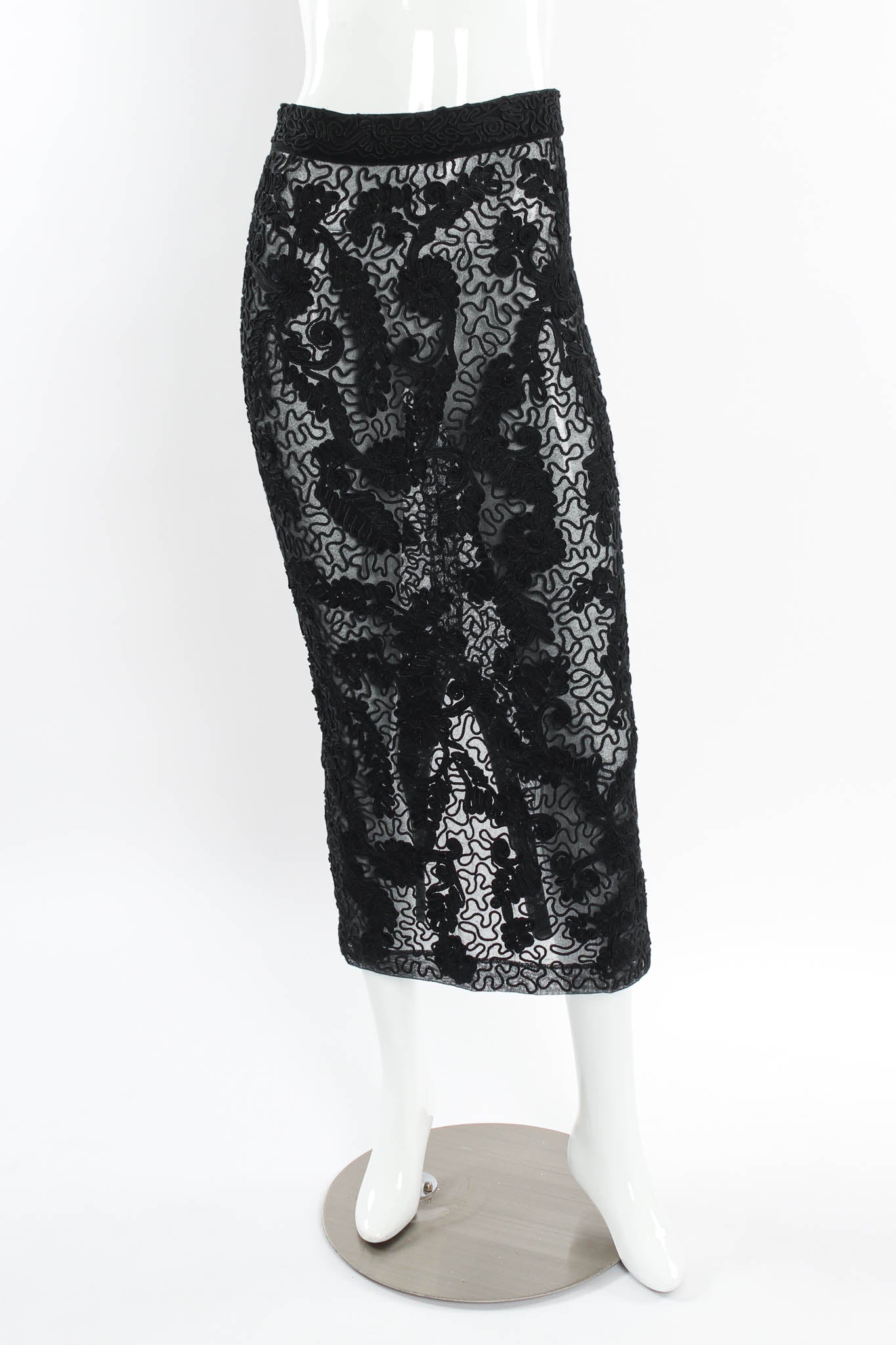 Vintage Donna Karan DKNY Swirl Sheer Bodysuit & Skirt Set mannequin front skirt @ Recess LA