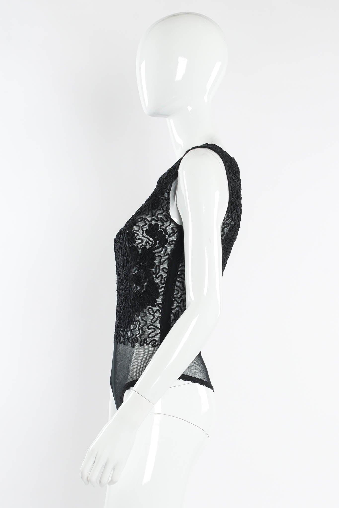 Vintage Donna Karan DKNY Swirl Sheer Bodysuit & Skirt Set mannequin side bodysuit @ Recess LA