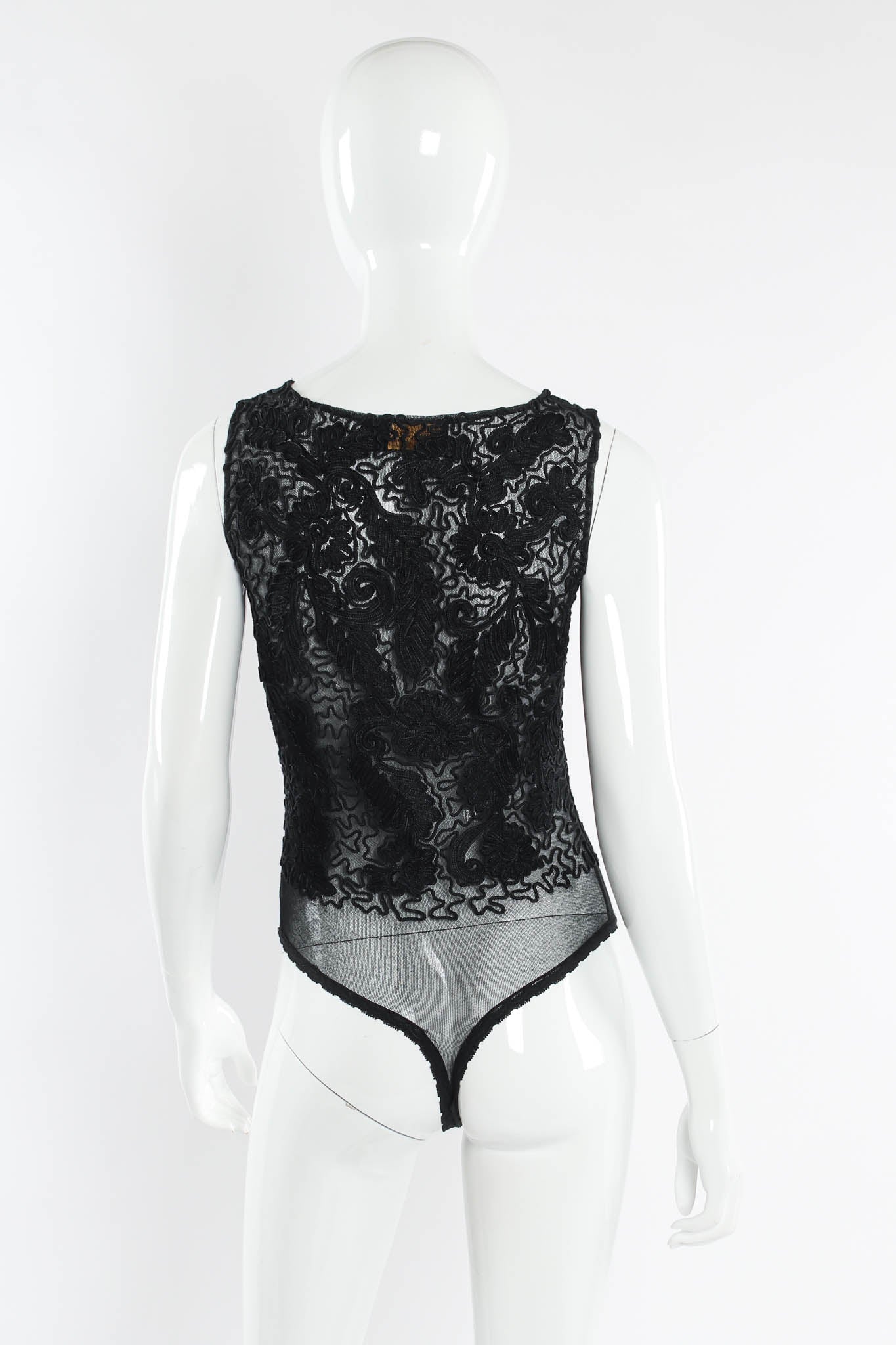 Vintage Donna Karan DKNY Swirl Sheer Bodysuit & Skirt Set mannequin back bodysuit @ Recess LA