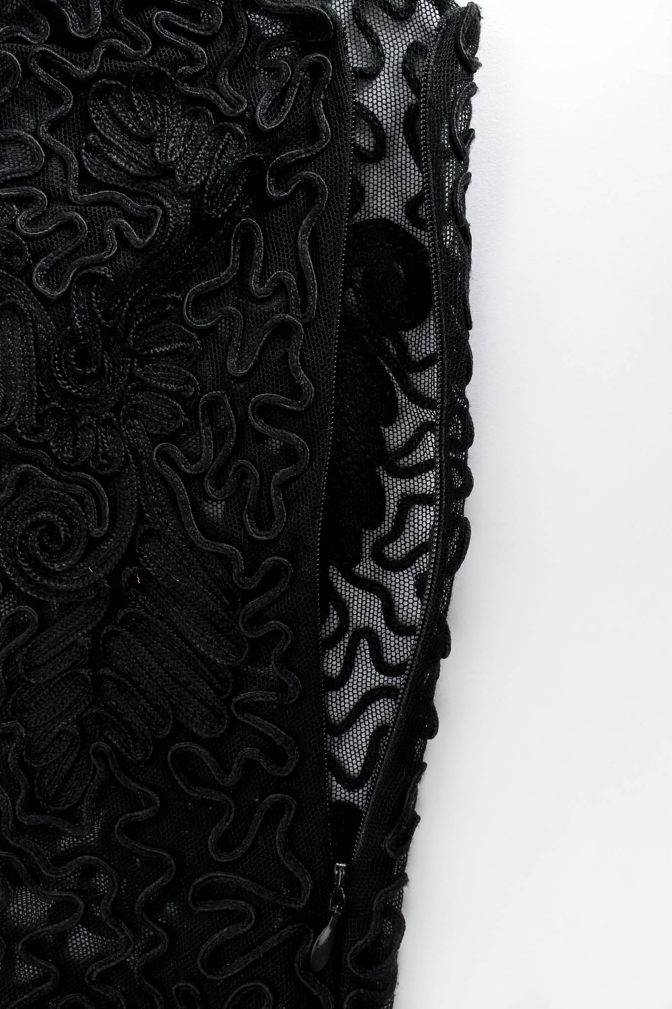 Vintage Donna Karan DKNY Swirl Sheer Bodysuit & Skirt Set bodysuit side zipper @ Recess LA