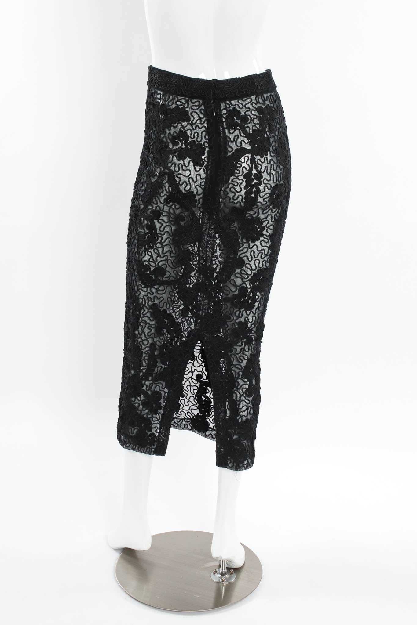 Vintage Donna Karan DKNY Swirl Sheer Bodysuit & Skirt Set mannequin back skirt @ Recess LA