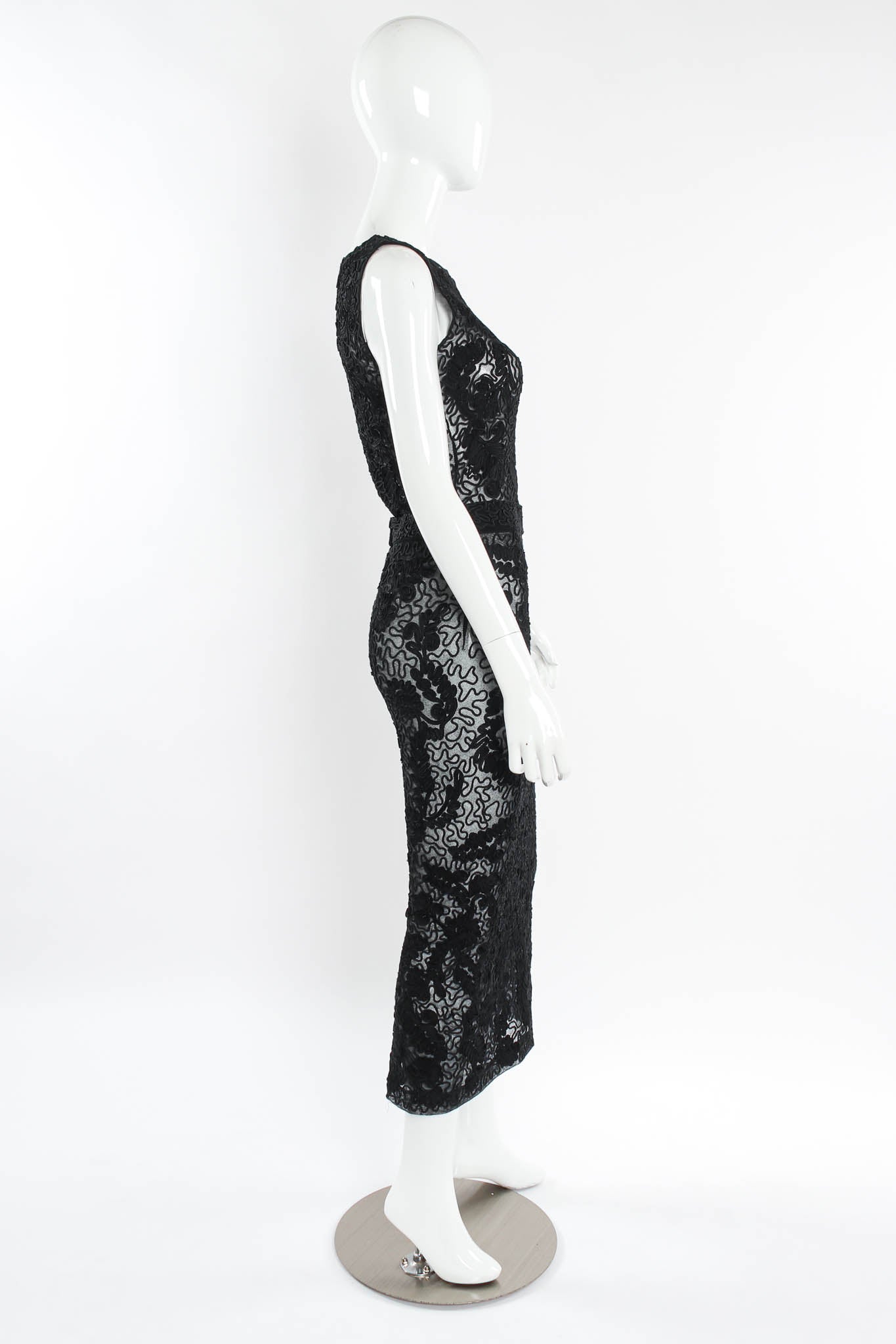 Vintage Donna Karan DKNY Swirl Sheer Bodysuit & Skirt Set mannequin side @ Recess LA