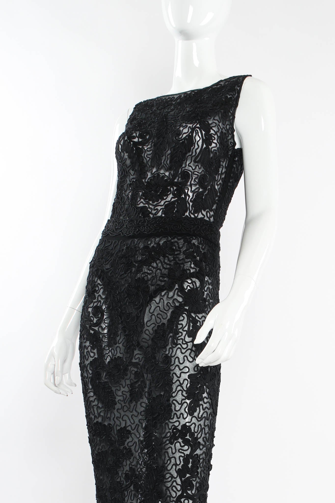 Vintage Donna Karan DKNY Swirl Sheer Bodysuit & Skirt Set mannequin close angle @ Recess LA