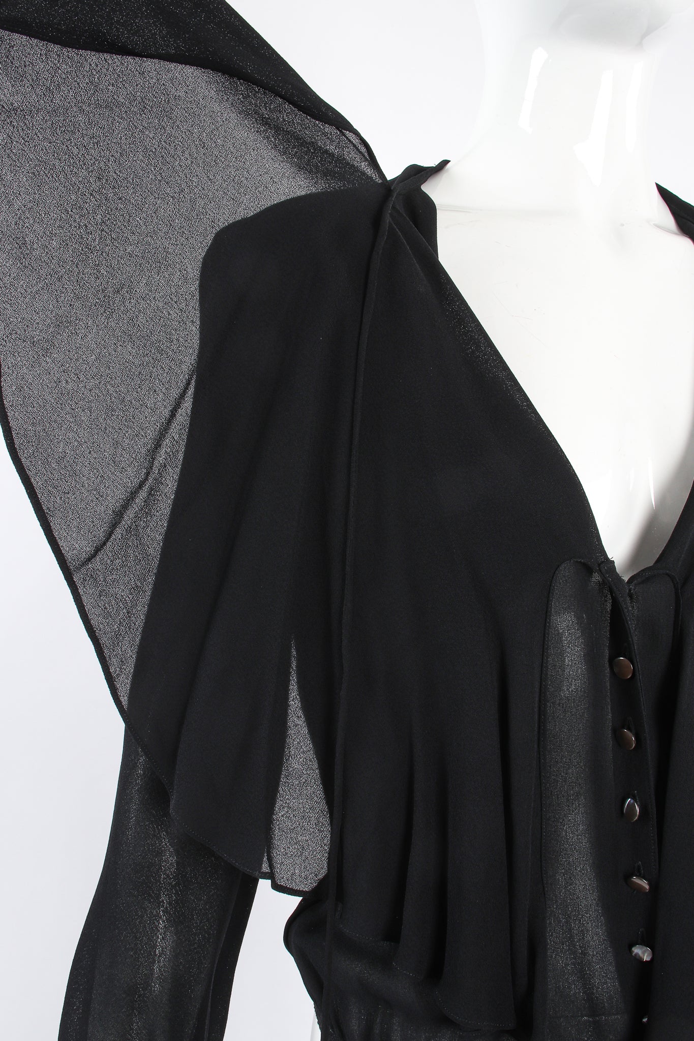 Vintage Donna Karan Essentials Sheer Georgette Jabot Bodysuit collar detail @ Recess LA