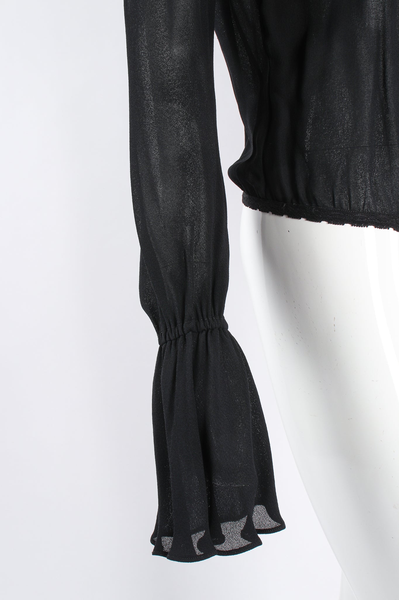 Vintage Donna Karan Essentials Sheer Georgette Jabot Bodysuit sleeve detail @ Recess LA