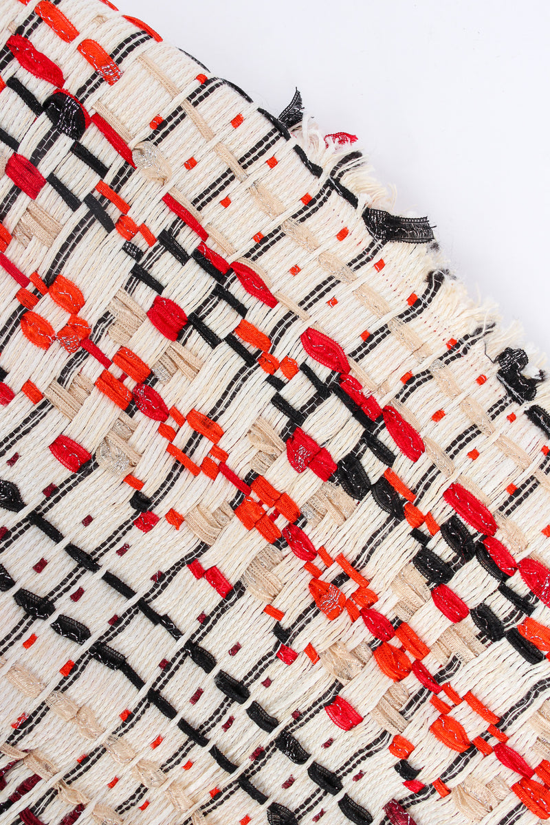Vintage Donna Karan Crosshatch Ribbon Fringe Crop Jacket fabric/edge close up @ Recess LA