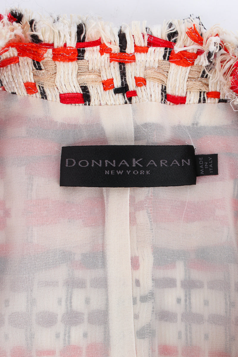 Vintage Donna Karan Crosshatch Ribbon Fringe Crop Jacket tag @ Recess LA