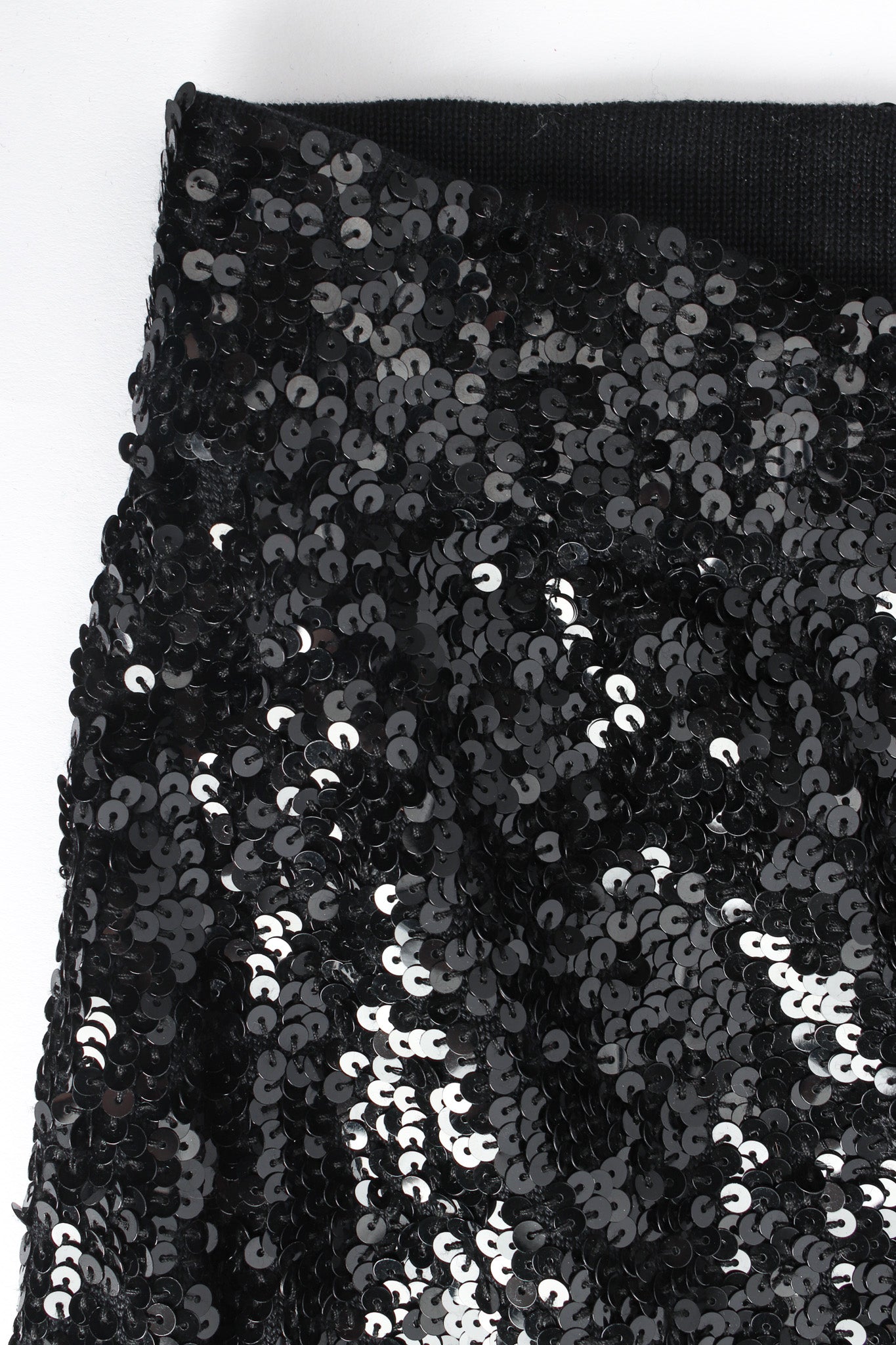 Vintage DKNY Donna Karan Silk Sequin Bodycon Skirt waistband/top close @ Recess LA
