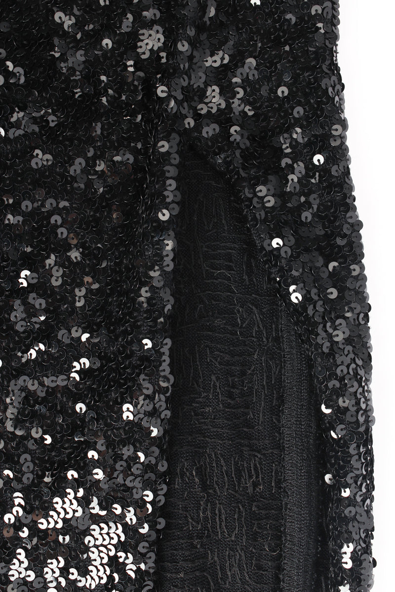 Vintage DKNY Donna Karan Silk Sequin Bodycon Skirt slit opening/sequin work close @ Recess LA