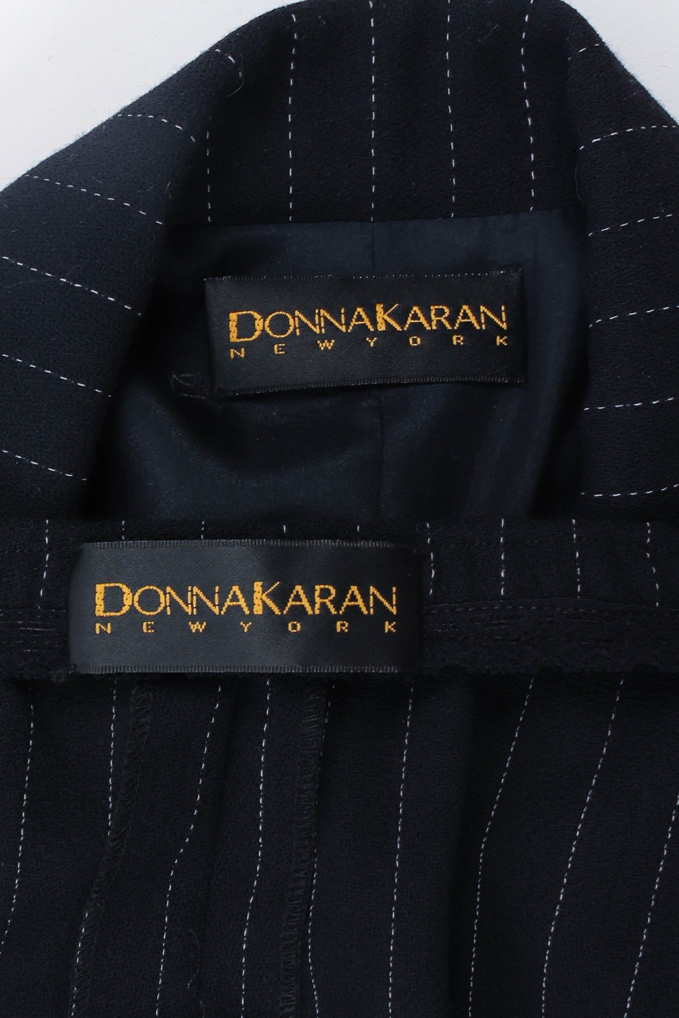 Vintage Donna Karan DKNY Pinstripe Lace Blazer & Skirt Set label tags both @ Recess Los Angeles