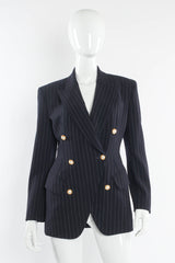 Vintage Donna Karan DKNY Pinstripe Lace Blazer & Skirt Set mannequin front top @ Recess Los Angeles