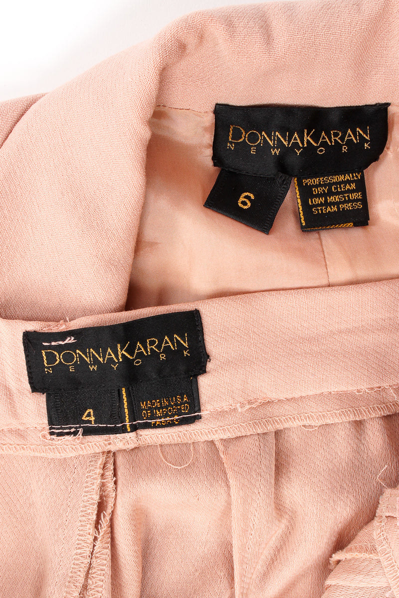 Vintage Donna Karan Wrap Tie Suit labels at Recess Los Angeles