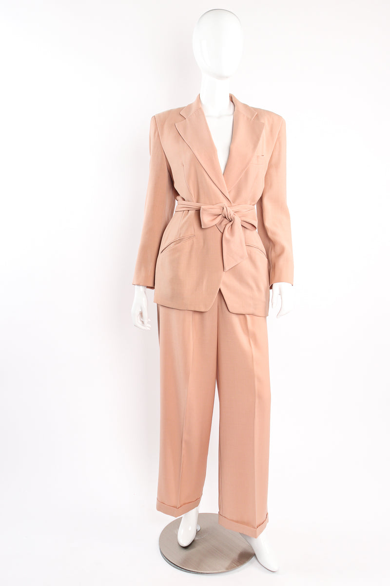 Vintage Donna Karan Wrap Tie Jacket & Pant Suit on mannequin front at Recess Los Angeles