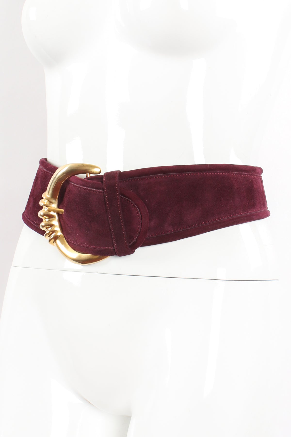 Donna Karan NY Made in Italy Rusty Red 2” Suede Leather Belt Gold Hardware S Goldfels Signature Leather Belt | Model 2 Gold – Suede  main image 3