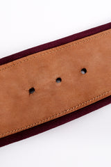 Vintage Donna Karan Plum Suede Contour Belt peg holes at Recess Los Angeles