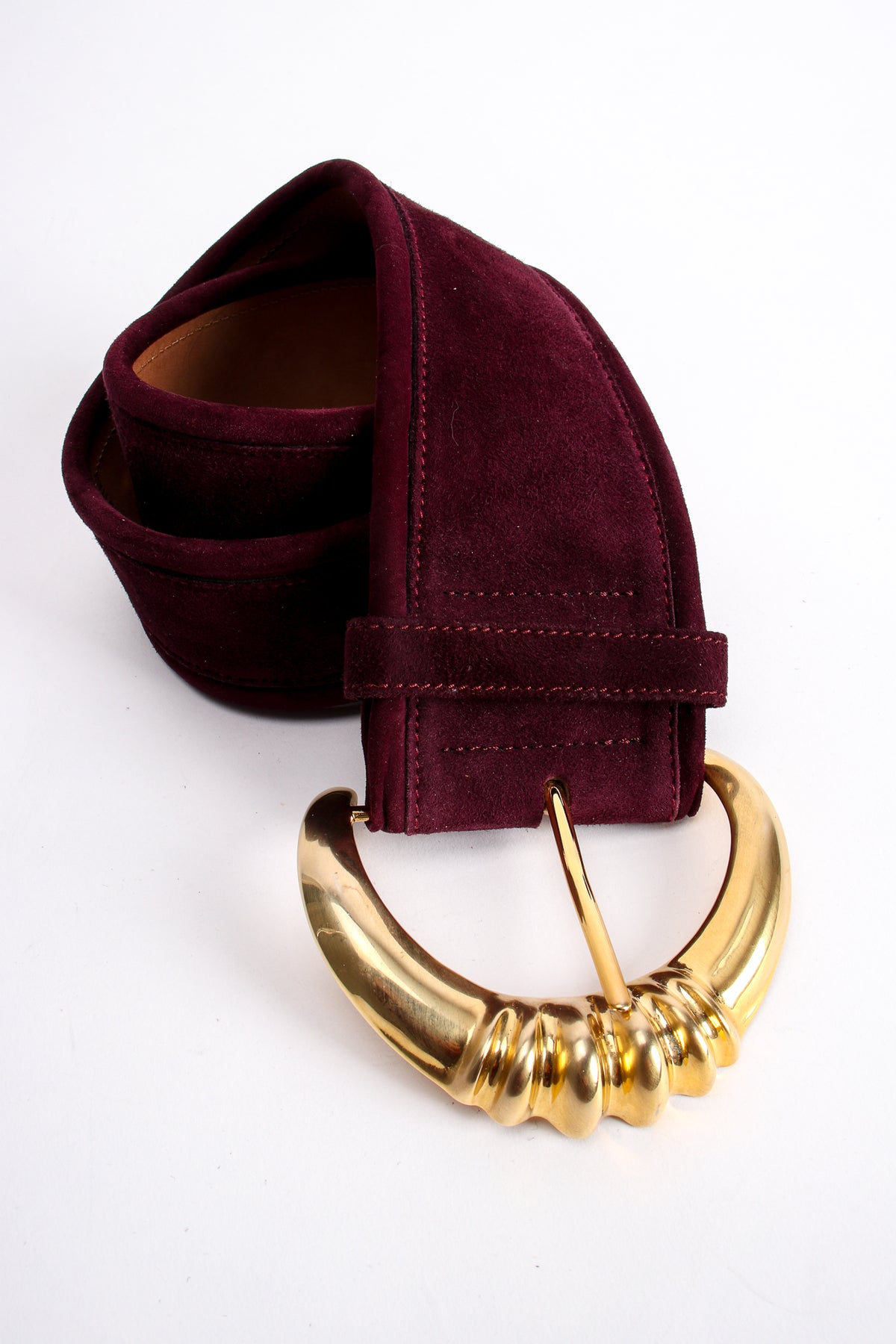 Vintage Donna Karan Plum Suede Contour Belt – Recess display picture 2