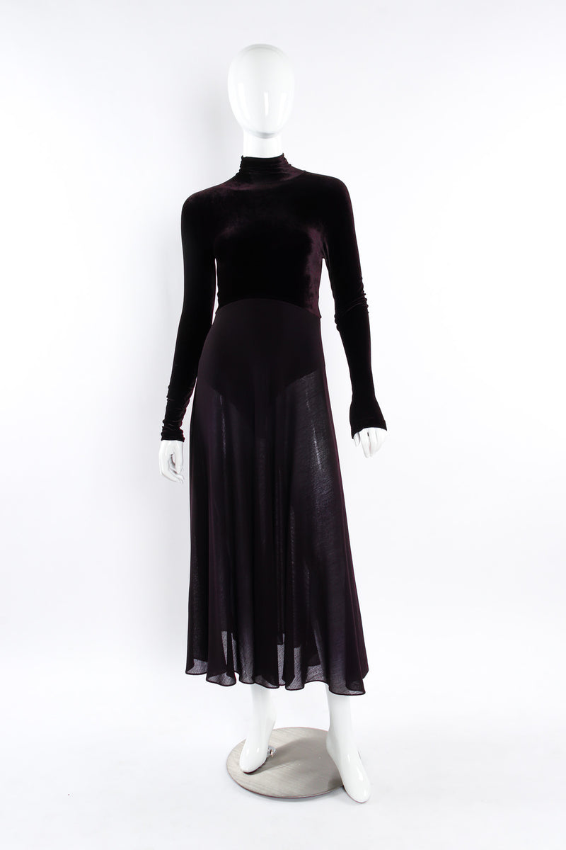 donna karan long sleeve velvet dress Vintage Donna Karan Silver Velvet Gown For Sale at 1stDibs