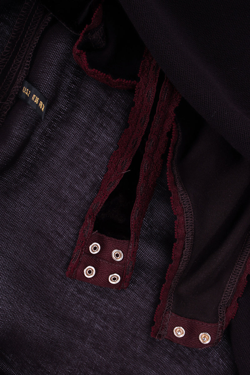 DONNA KARAN 90s Black Sheer Ruffle L/S Bodysuit — Garment