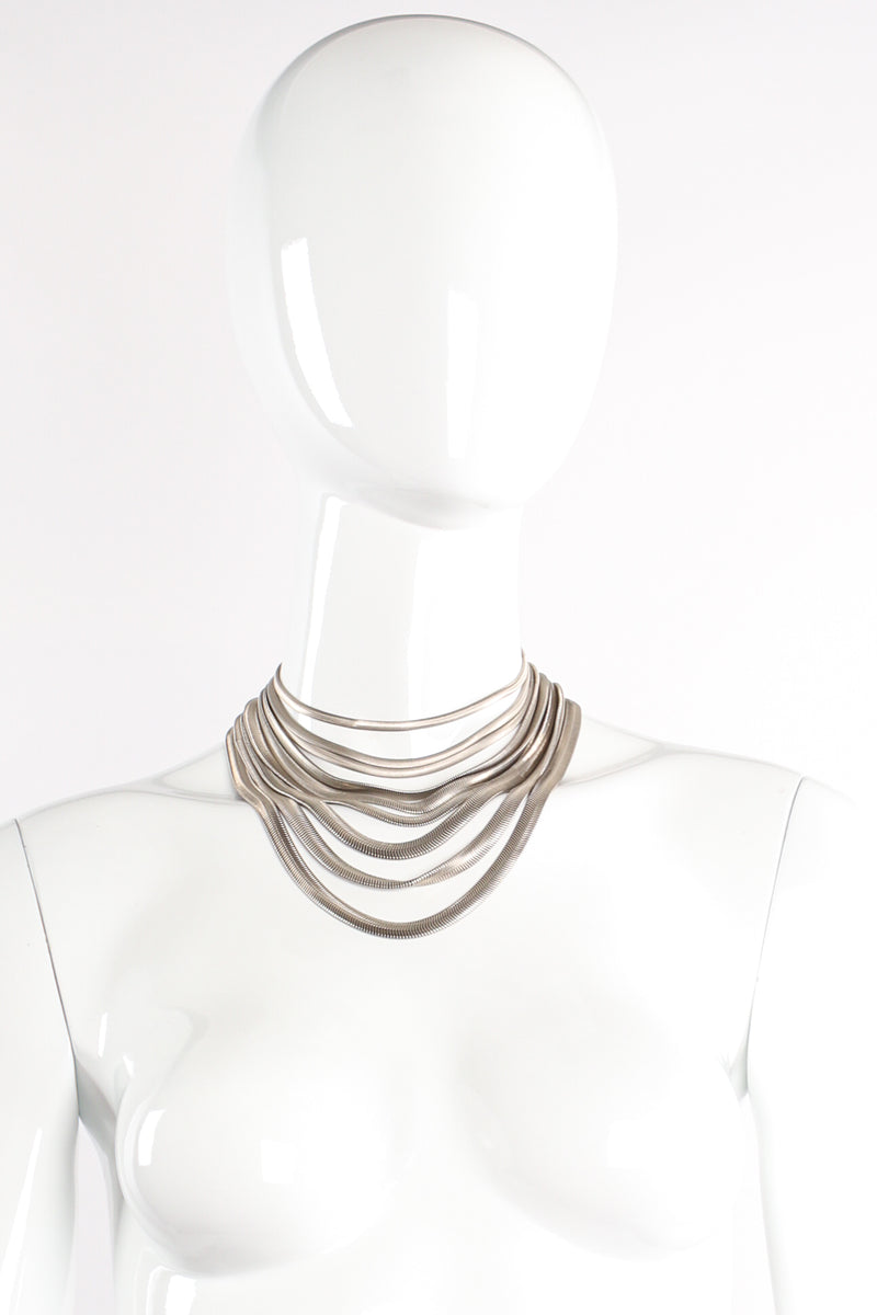 Vintage Donna Karan Draped Snake Chain Choker Collar Necklace on mannequin at Recess Los Angeles
