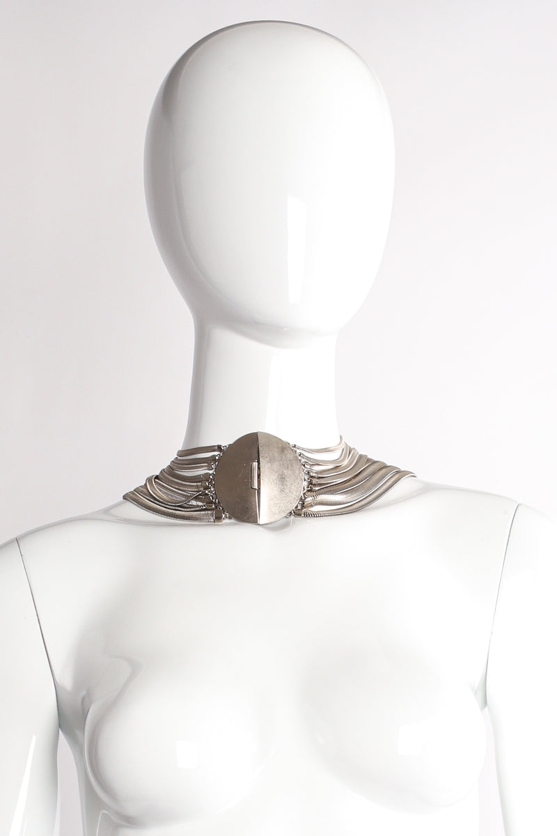 Vintage Donna Karan Draped Snake Chain Collar Necklace on mannequin at Recess Los Angeles