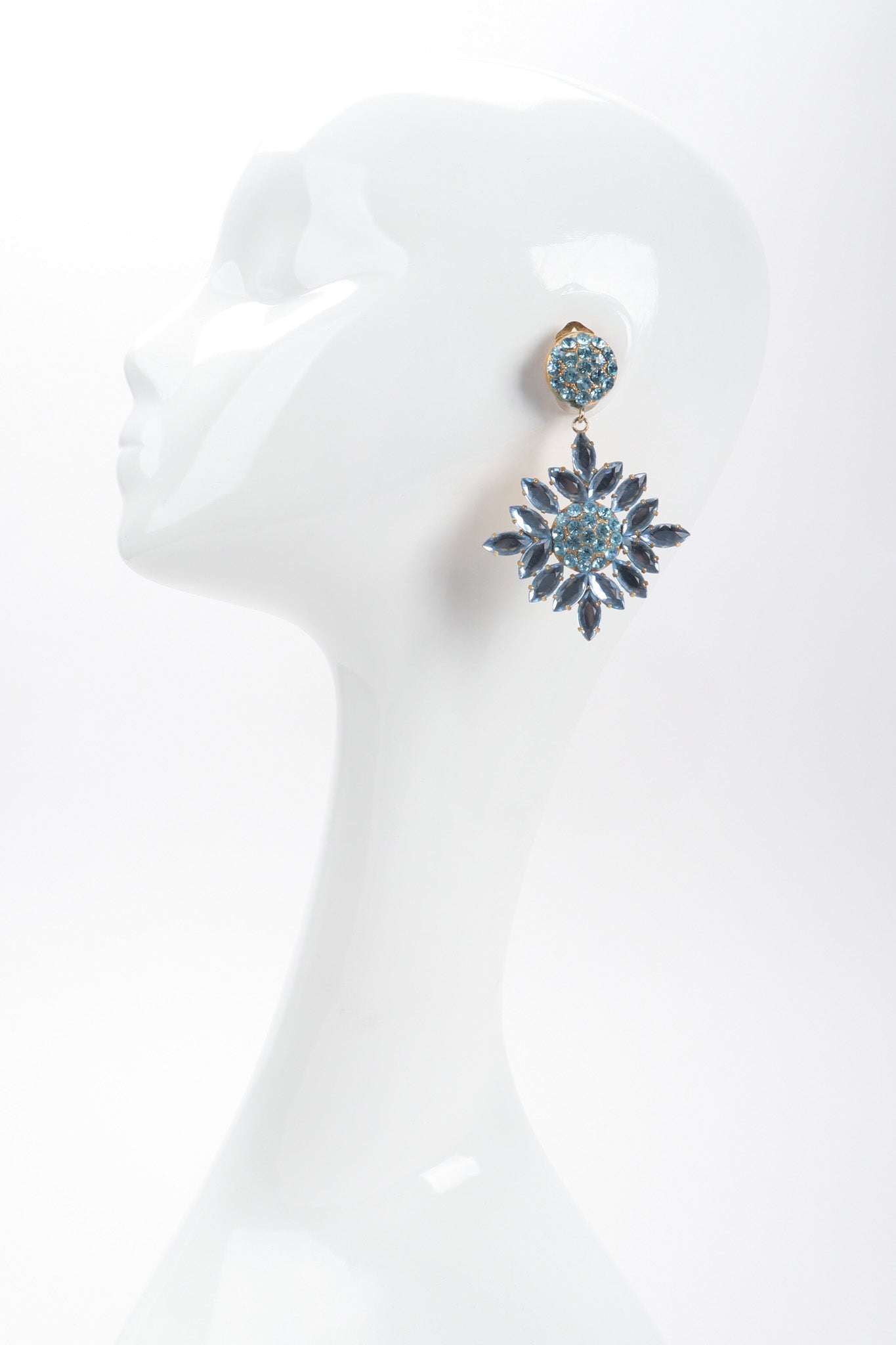Recess Los Angeles Vintage Donna Donna Blue Crystal Daisy Earrings