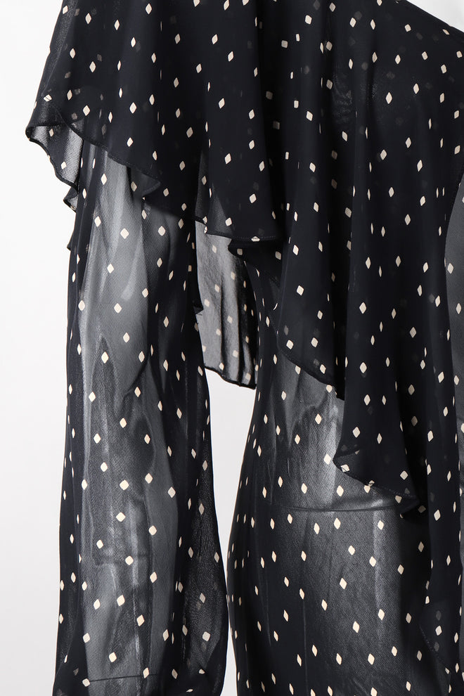 Recess Los Angeles Vintage Donna Karan Diamond Dot Silk Chiffon Sheer Bias Dress