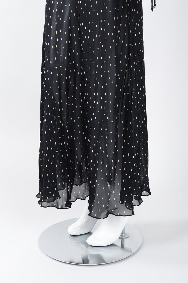 Vintage Black Chiffon Polka Dot Polka Dot Dress With Pleated
