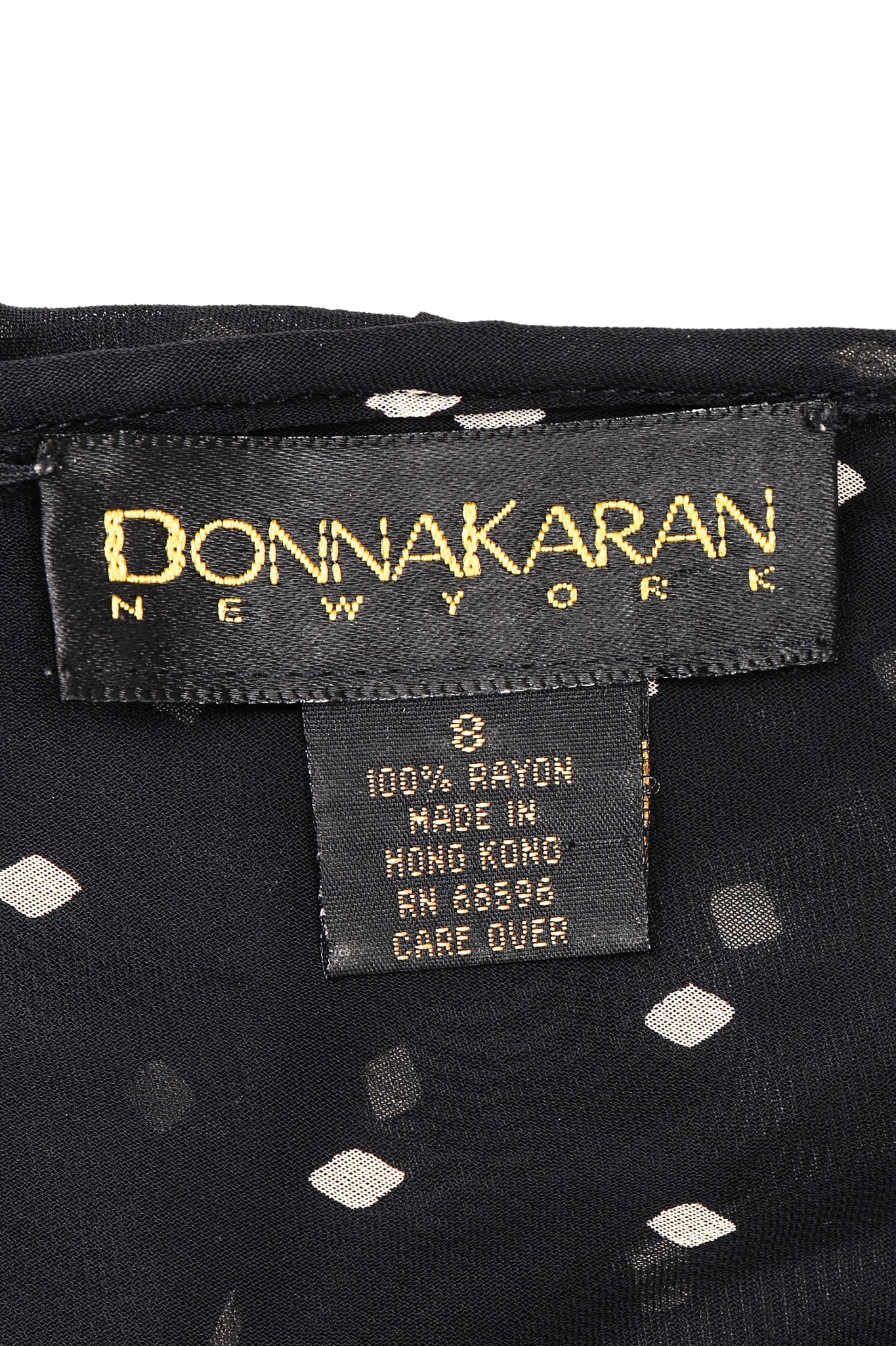 Recess Los Angeles Vintage Donna Karan Diamond Dot Silk Chiffon Sheer Bias Dress