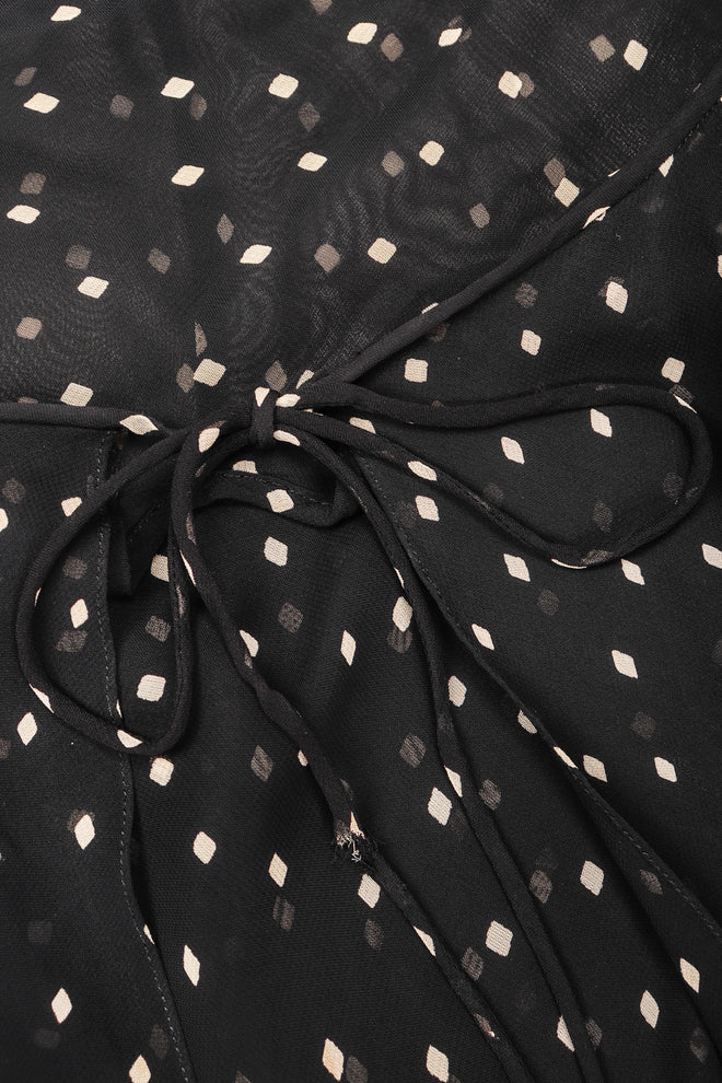 Recess Los Angeles Vintage Donna Karan Diamond Dot Silk Chiffon Sheer Bias Dress