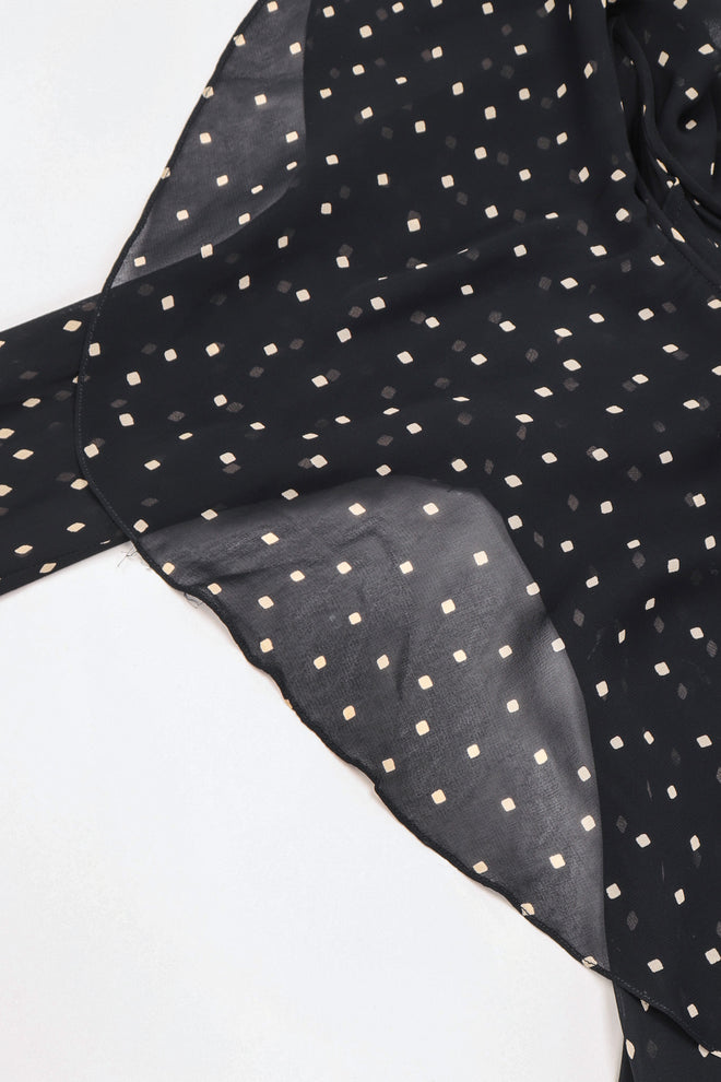 Recess Los Angeles Vintage Donna Karan Diamond Dot Silk Chiffon Sheer Bias Dress